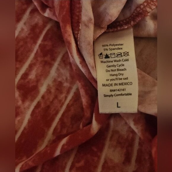 LuLaRoe Irma Red white Striped Tunic Shirt High Low Short Sleeve Pull-Over Top L - Picture 7 of 8